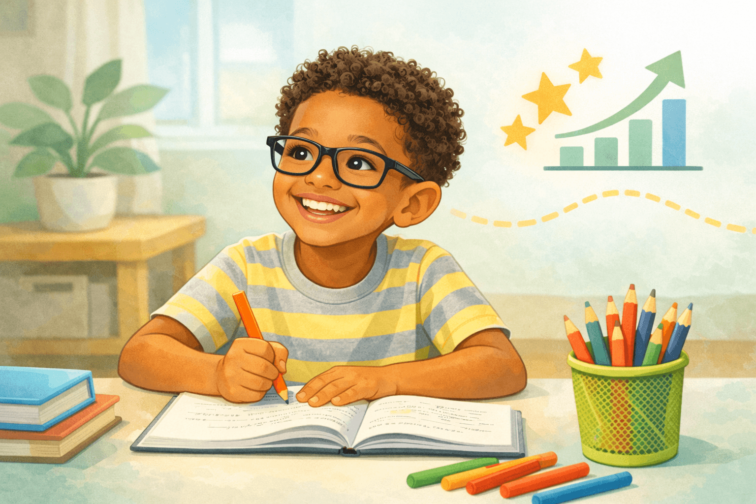 Student demonstrating academic growth and confidence